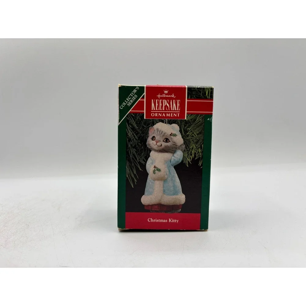 Hallmark Keepsake Ornament 1990 Christmas Kitty Vintage 2nd in Kitty Series